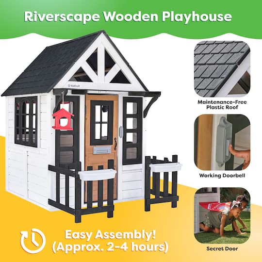 KidKraft White & Black Wooden Riverscape Playhouse Set